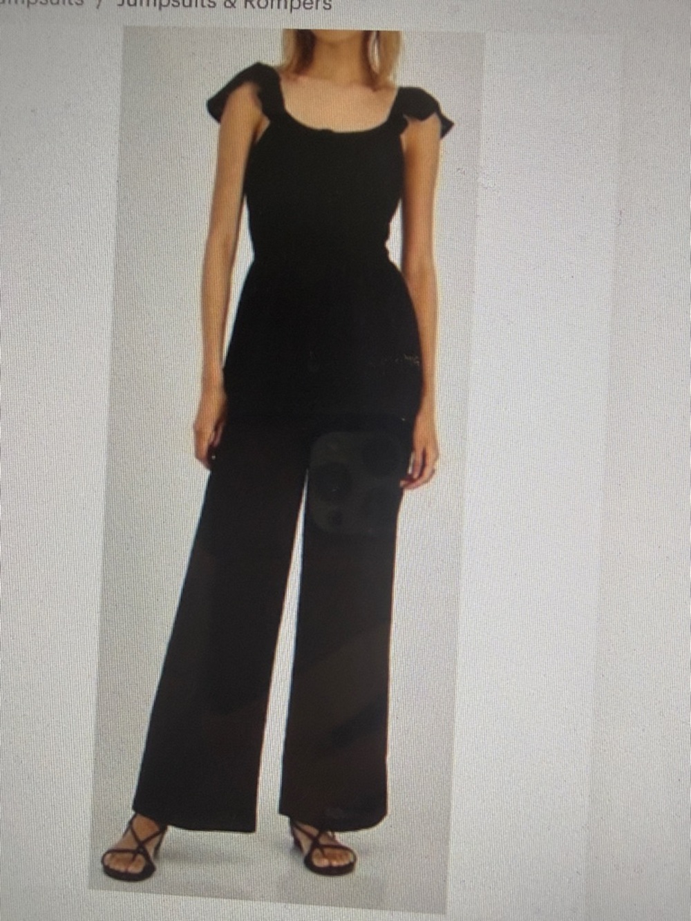 NWT Jumpsuit Wide Leg Smock Top Ruffle Straps Black Wedding Guest Graduation 2X